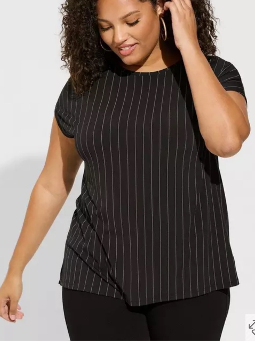 Torrid Studio Knit Crew Neck Dolman Tee Black Stripes Plus Size 2X